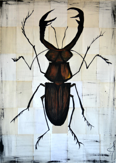 Painting titled "BEETL" by Yanka, Original Artwork, Ink