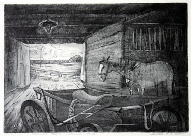 Printmaking titled "WARM EVENING" by Leonova Natalia, Original Artwork, Etching