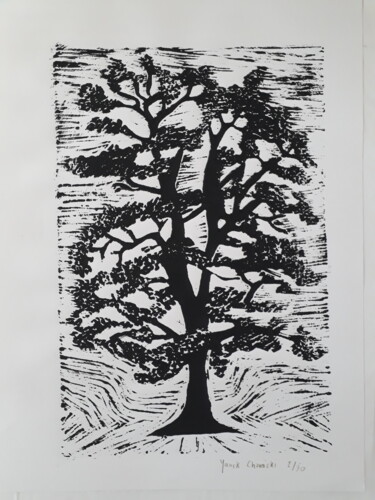Отпечатки и Гравюры под названием "Linogravure Arbre 4" - Yanek Chomicki, Подлинное произведение искусства, Линогравюры