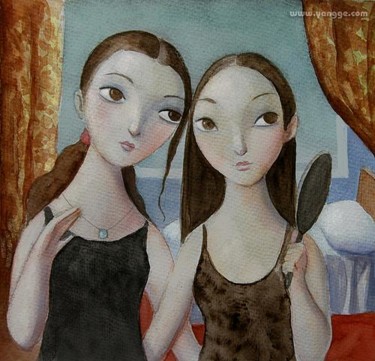 Digital Arts titled "two girls" by Ge Yang, Original Artwork