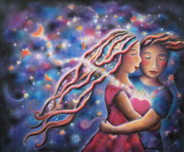 Peinture intitulée "Corazón cósmico" par Yani Adrian, Œuvre d'art originale, Acrylique Monté sur Châssis en bois