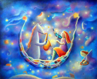 Pintura titulada "Fabricando estrellas" por Yani Adrian, Obra de arte original, Acrílico Montado en Bastidor de camilla de m…