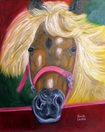 Картина под названием "Horse the blonde" - Yanik Lasko, Подлинное произведение искусства, Масло