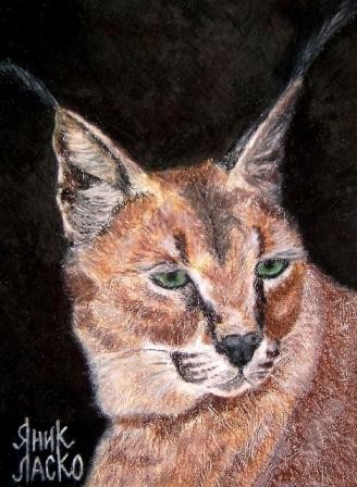 Картина под названием "Lynx" - Yanik Lasko, Подлинное произведение искусства, Масло