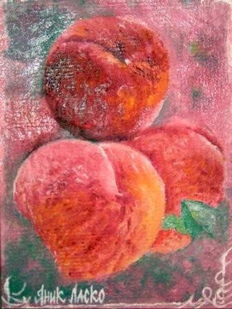 Картина под названием "Peaches" - Yanik Lasko, Подлинное произведение искусства, Масло