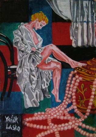 Картина под названием "The girl with a bea…" - Yanik Lasko, Подлинное произведение искусства, Масло