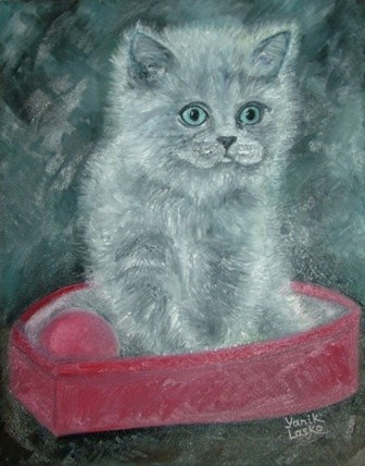 Картина под названием "Kitten" - Yanik Lasko, Подлинное произведение искусства, Масло