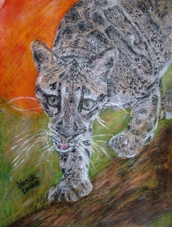Картина под названием "Leopard" - Yanik Lasko, Подлинное произведение искусства, Масло