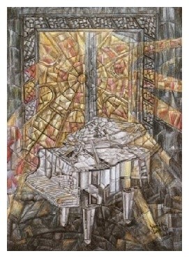 Рисунок под названием "Рояль у окна" - Yanik Lasko, Подлинное произведение искусства