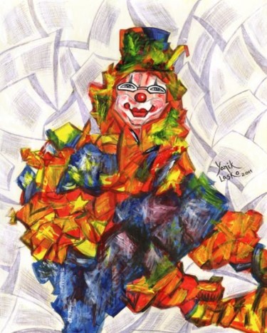 Картина под названием "Clown" - Yanik Lasko, Подлинное произведение искусства, Масло