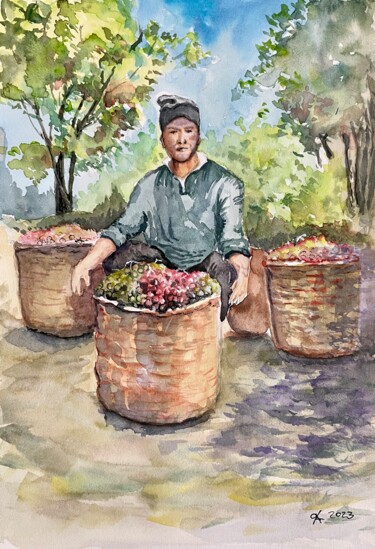 Pintura intitulada "Harvest" por Yanina Kalinichenko, Obras de arte originais, Aquarela