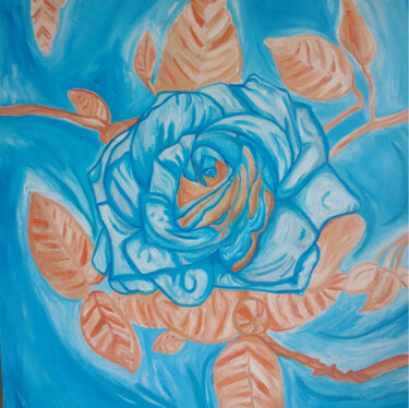 Painting titled "Rosa Azul" by Yankuik Itzae, Original Artwork, Oil