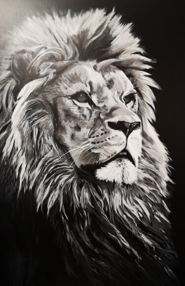 Painting titled "Lion" by Yann Comtat, Original Artwork, Acrylic