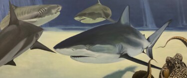 Pintura intitulada "Sharks" por Yann Comtat, Obras de arte originais, Acrílico