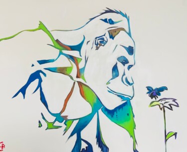 「Gorilla's color」というタイトルの絵画 Yann Comtatによって, オリジナルのアートワーク, アクリル