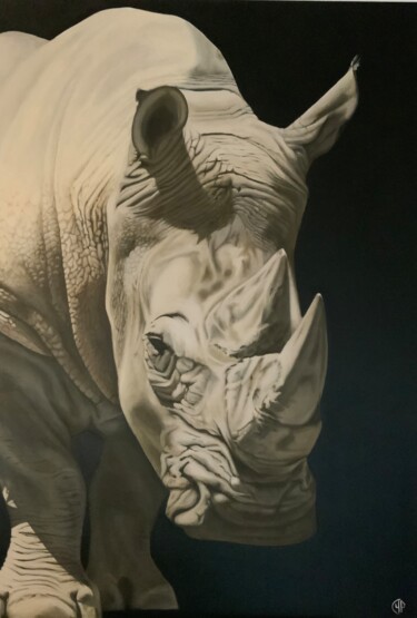 Painting titled "Rhino" by Yann Comtat, Original Artwork, Acrylic