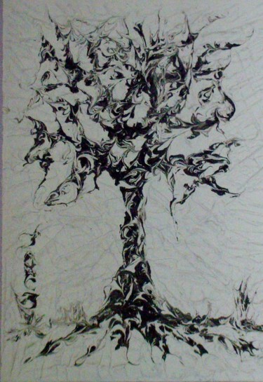 Sculpture intitulée "arbre aux visages" par Yann Croquet, Œuvre d'art originale