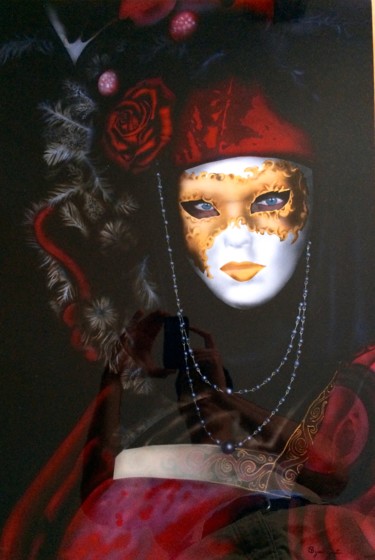 Painting titled "Belle masqué" by Yann Gautier, Original Artwork, Airbrush