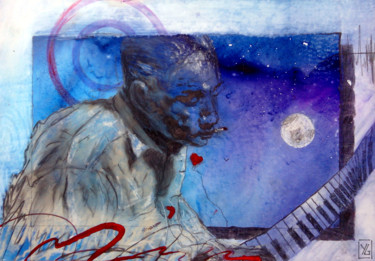 Pittura intitolato "Blue Note" da Yann Graffion, Opera d'arte originale, Gouache