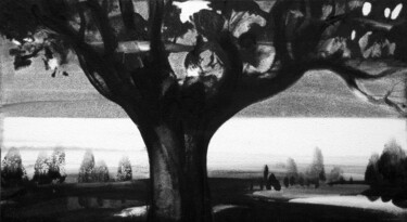 Painting titled "Un arbre soudain es…" by Yann Hervé, Original Artwork, Acrylic