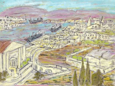 Painting titled "le port de la Valet…" by Bobdiyann, Original Artwork, Pastel