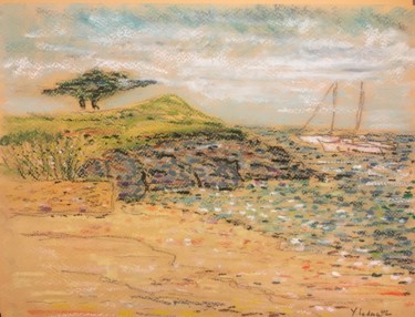 Painting titled "Belle Ile -Les gran…" by Bobdiyann, Original Artwork, Pastel