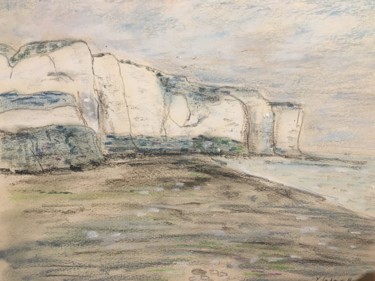 Peinture intitulée "Falaise du Tréport…" par Bobdiyann, Œuvre d'art originale, Pastel