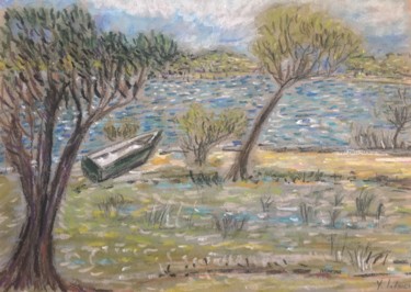Peinture intitulée "Lac des Ducs Ploërm…" par Bobdiyann, Œuvre d'art originale, Pastel