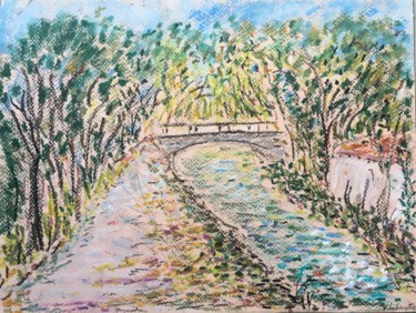 Painting titled "Le Canal de Carpent…" by Bobdiyann, Original Artwork, Pastel