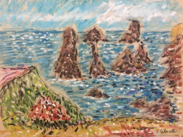 Pintura intitulada "pointe  Port Coton…" por Bobdiyann, Obras de arte originais, Pastel