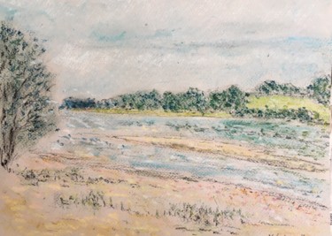 Pintura titulada "Bords de la Loire #…" por Bobdiyann, Obra de arte original, Pastel