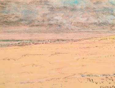 Painting titled "Plage de St Girons…" by Bobdiyann, Original Artwork, Pastel