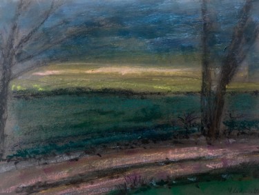 Pintura intitulada "Crépuscule à Grandv…" por Bobdiyann, Obras de arte originais, Pastel