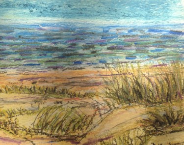 Drawing titled "Plage de Picardie" by Bobdiyann, Original Artwork, Pastel