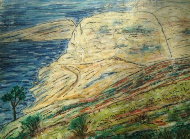 Dibujo titulada "Calanques de Surgit…" por Bobdiyann, Obra de arte original, Pastel