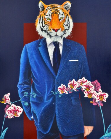 Картина под названием "Eye of the Tiger" - Yann Michael Talvas, Подлинное произведение искусства, Акрил