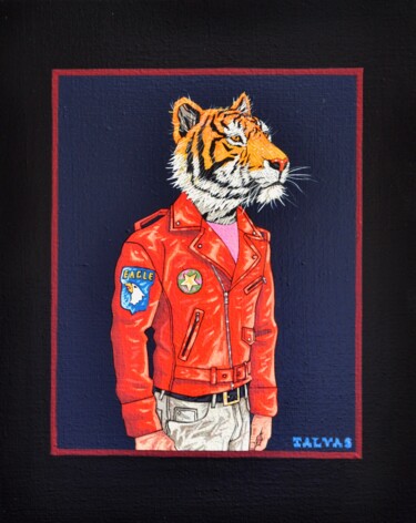 Painting titled "Red Tiger" by Yann Michael Talvas, Original Artwork, Acrylic