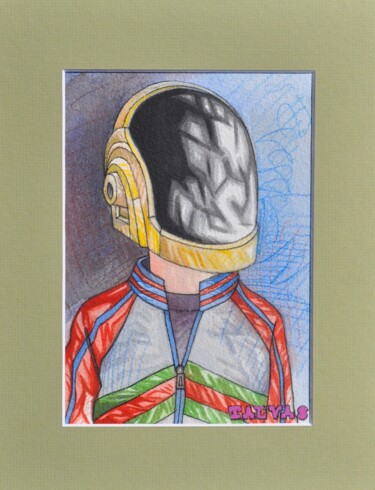 Drawing titled "Daft Punk 3" by Yann Michael Talvas, Original Artwork, Watercolor