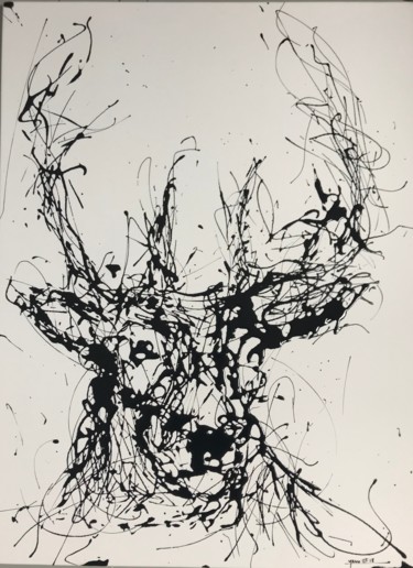 Malerei mit dem Titel "Cerf 3" von Yann Morenas, Original-Kunstwerk, Acryl