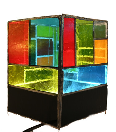 Design intitulée "lampe cage" par Yann Perrier, Œuvre d'art originale, Luminaire