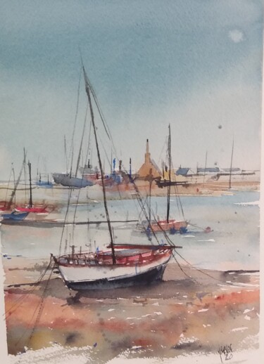 Painting titled "Camaret" by Yann Chalopin, Original Artwork, Watercolor