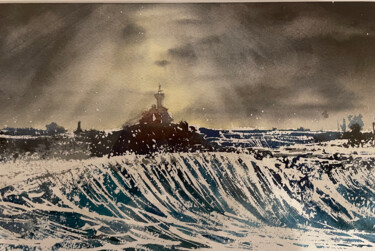 Peinture intitulée "phare" par Yann Chalopin, Œuvre d'art originale, Aquarelle