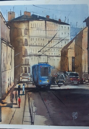 Painting titled "Naples" by Yann Chalopin, Original Artwork, Watercolor