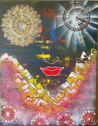 Pintura intitulada "Bouddha cosmique" por Yannic Raievsky, Obras de arte originais, Acrílico