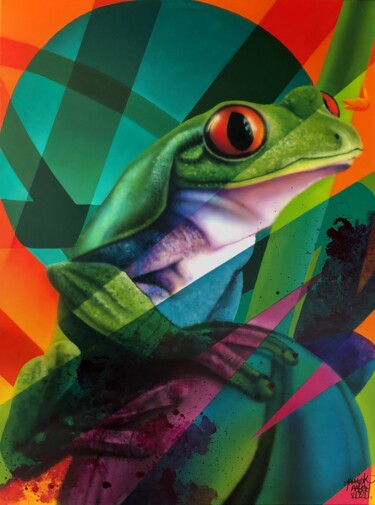 Peinture intitulée "grenouille" par Yannick Aaron, Œuvre d'art originale, Acrylique