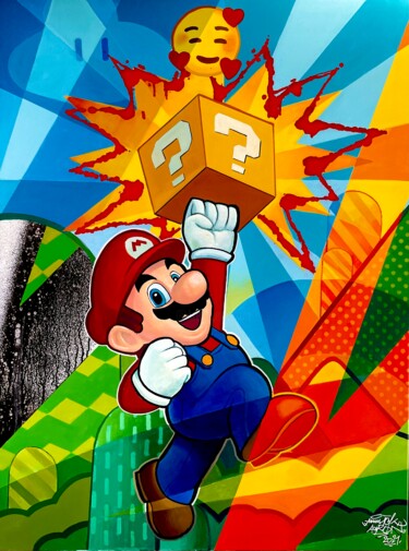 Painting titled "Mariolove" by Yannick Aaron, Original Artwork, Acrylic Mounted on Wood Stretcher frame