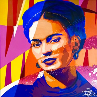 Painting titled "Frida Blue" by Yannick Aaron, Original Artwork, Acrylic Mounted on Wood Stretcher frame