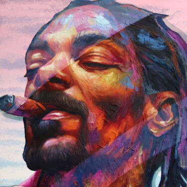 Painting titled "Snoop Dogg" by Yannick Aaron, Original Artwork, Oil Mounted on Wood Stretcher frame