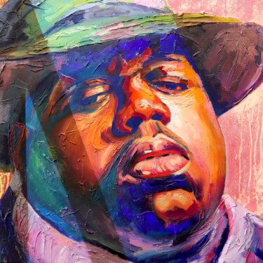 Painting titled "Notorious" by Yannick Aaron, Original Artwork, Oil Mounted on Wood Stretcher frame