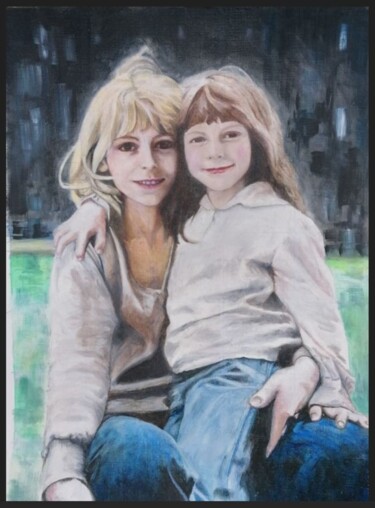 Painting titled "Duo" by Yannick Amélie Jan, Original Artwork, Oil